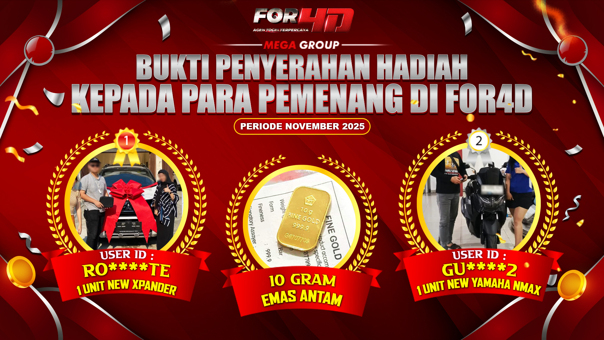 Selamat Kepada Member Setia FOR4D Sudah Memenangkan Satu Unit Mobil New Xpander