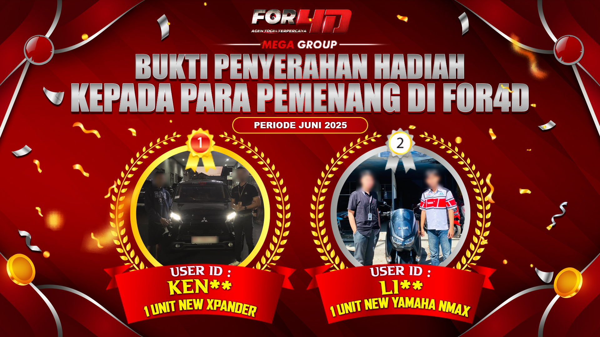 Selamat Kepada Member Setia FOR4D Sudah Memenangkan Satu Unit Mobil New Xpander